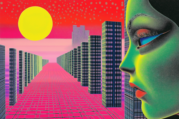 Surreal Cityscape with Colossal Face