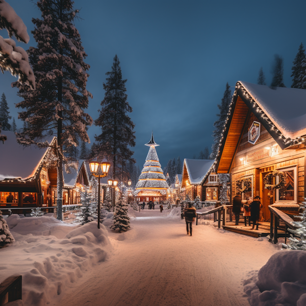 Enchanted Holiday Village at Dusk