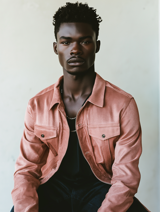 Portrait of a Young Man in Pink Jacket