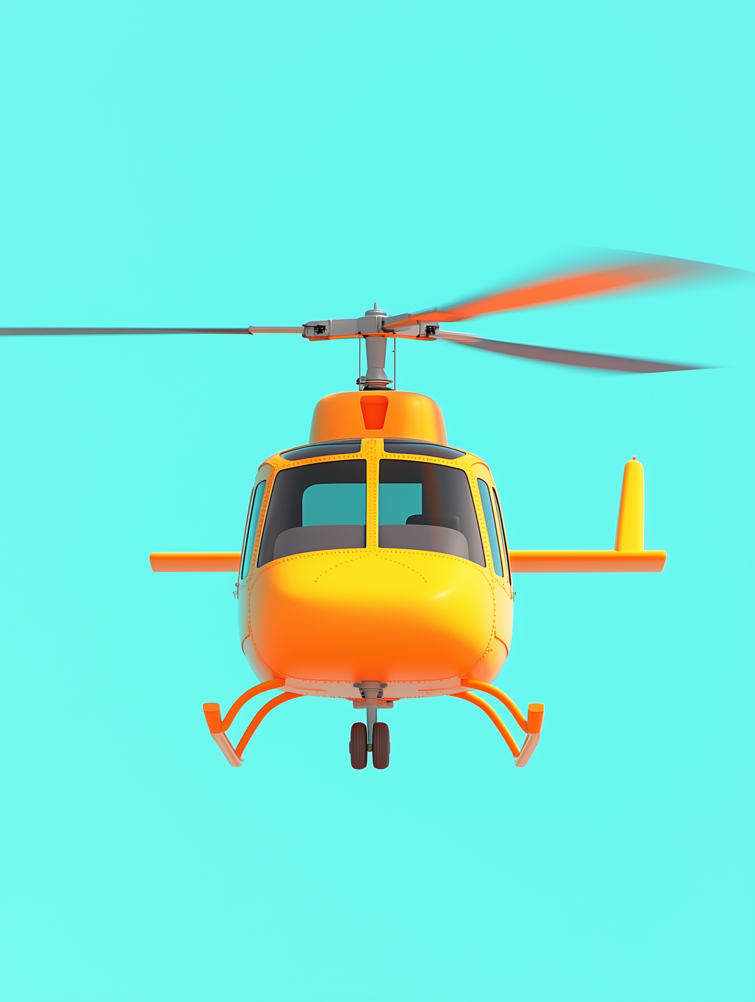 Vibrant Yellow Helicopter in Flight