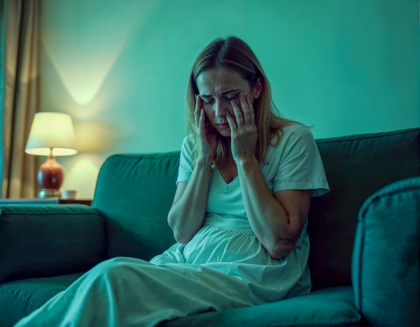 Distressed Woman on Couch