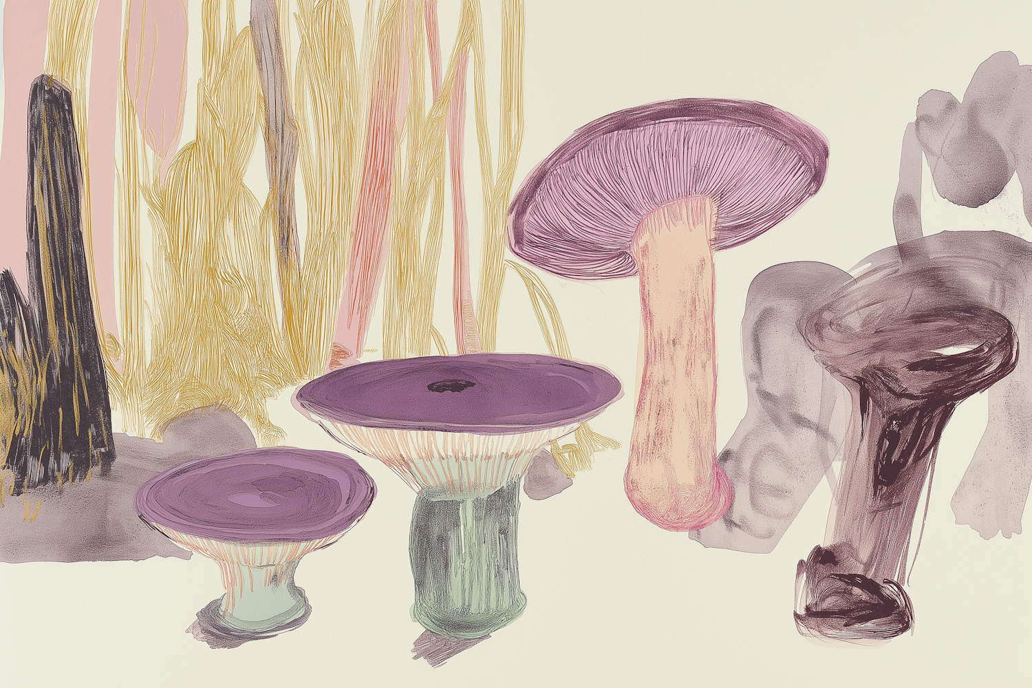 Stylized Artistic Mushrooms