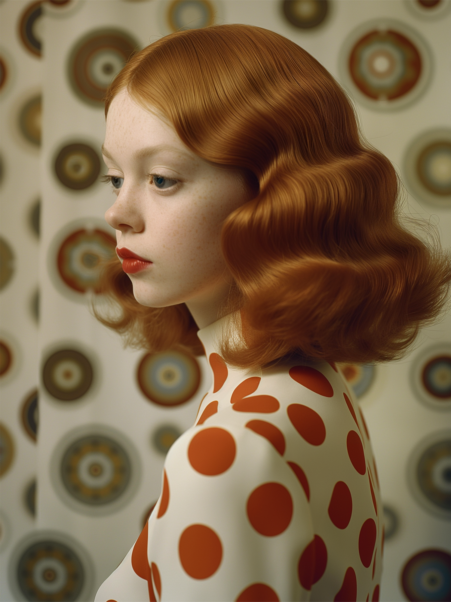 Ethereal Redhead in Polka Dot Blouse