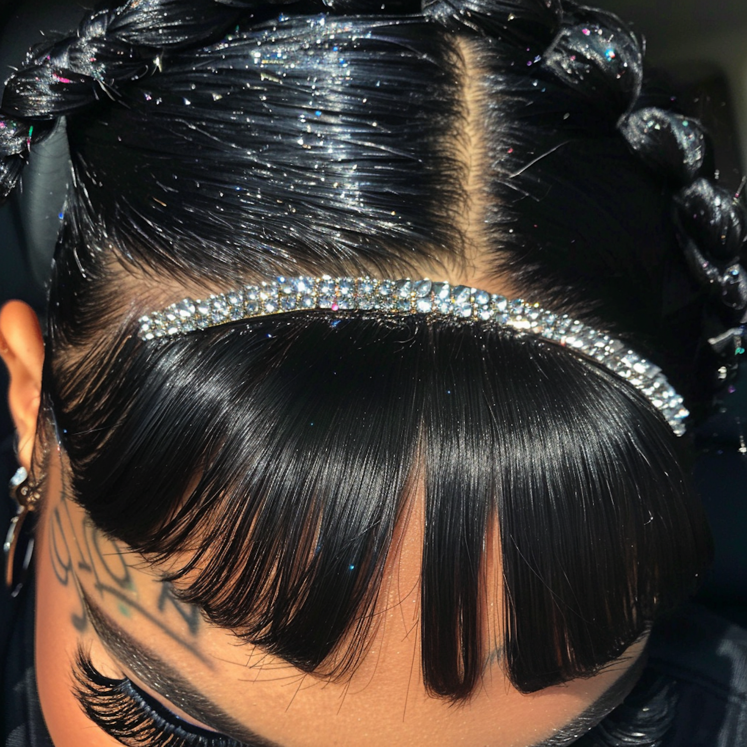 Elegant and Intricate Hairstyle with Jewel-Studded Headband