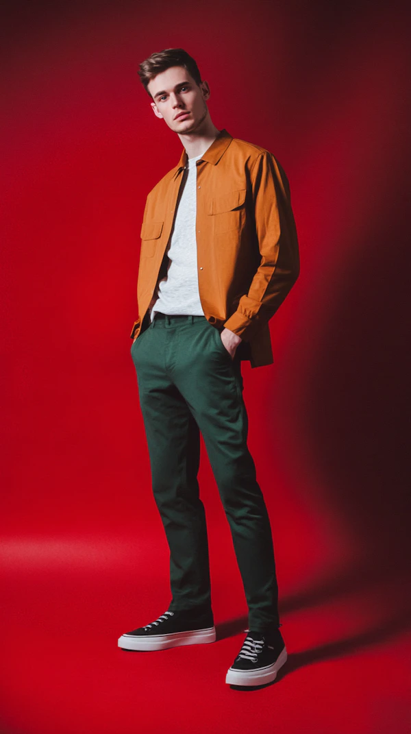 Fashion Portrait with Red Background