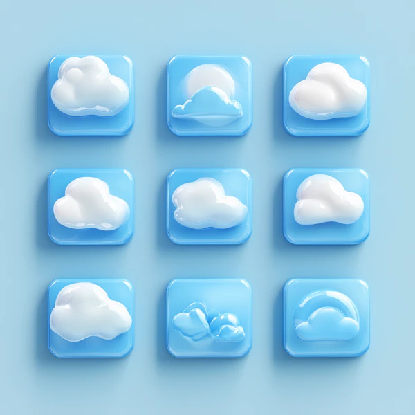 Glossy Cloud Icons
