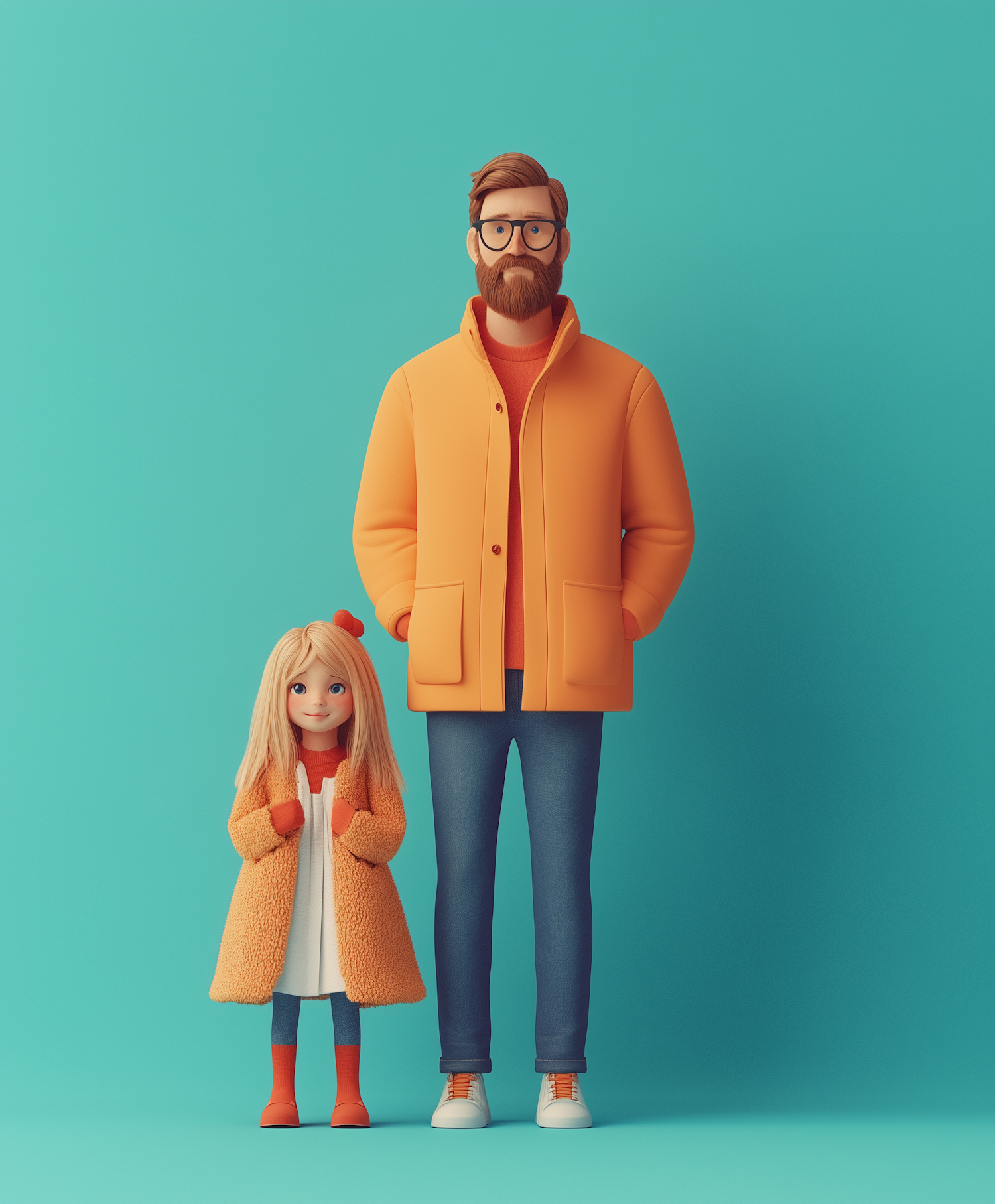 Stylized Illustration of Man and Girl