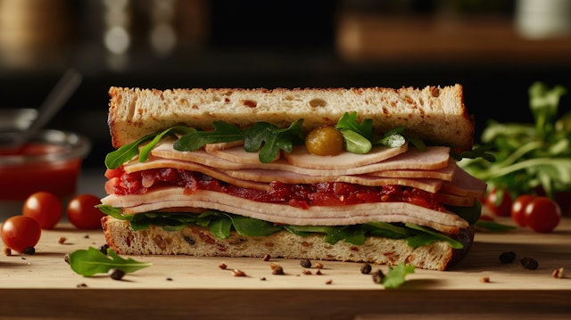 Close-up of a Fresh Turkey Sandwich