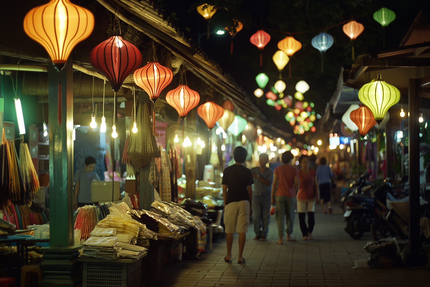 Festive Nightlife with Colorful Lanterns