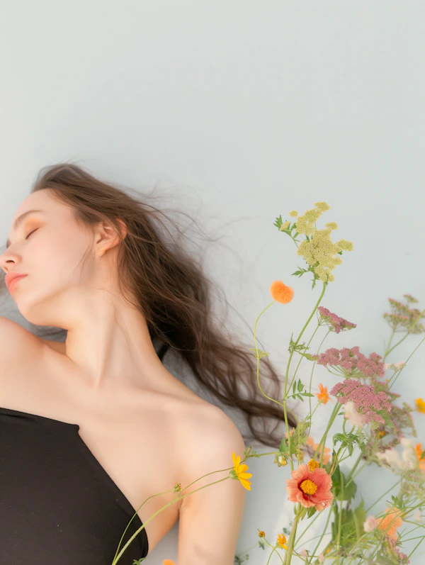 Serene Woman with Flowers