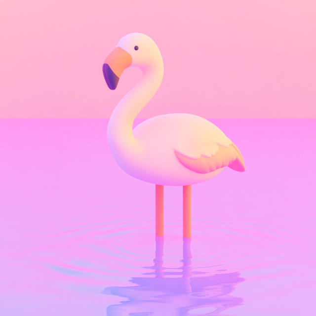 Stylized Flamingo in Serene Waters