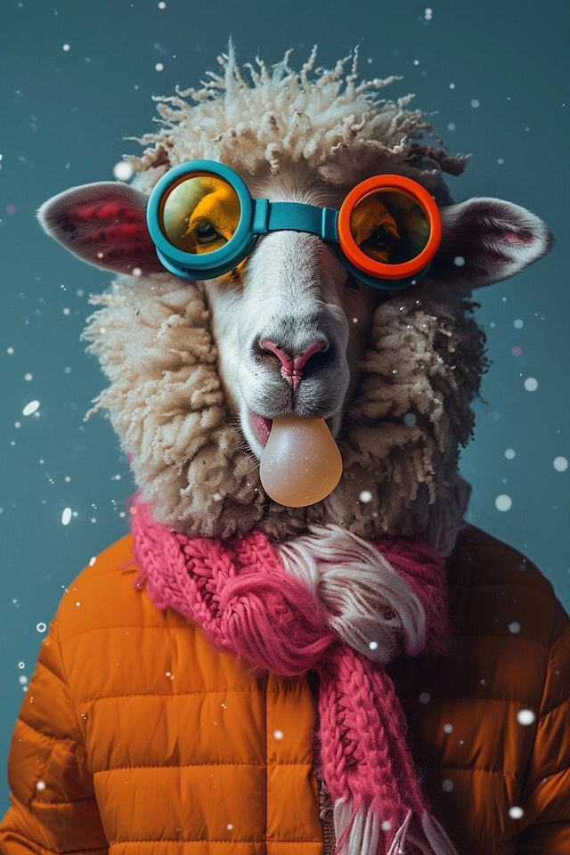 Fashionably Dressed Sheep in Winter