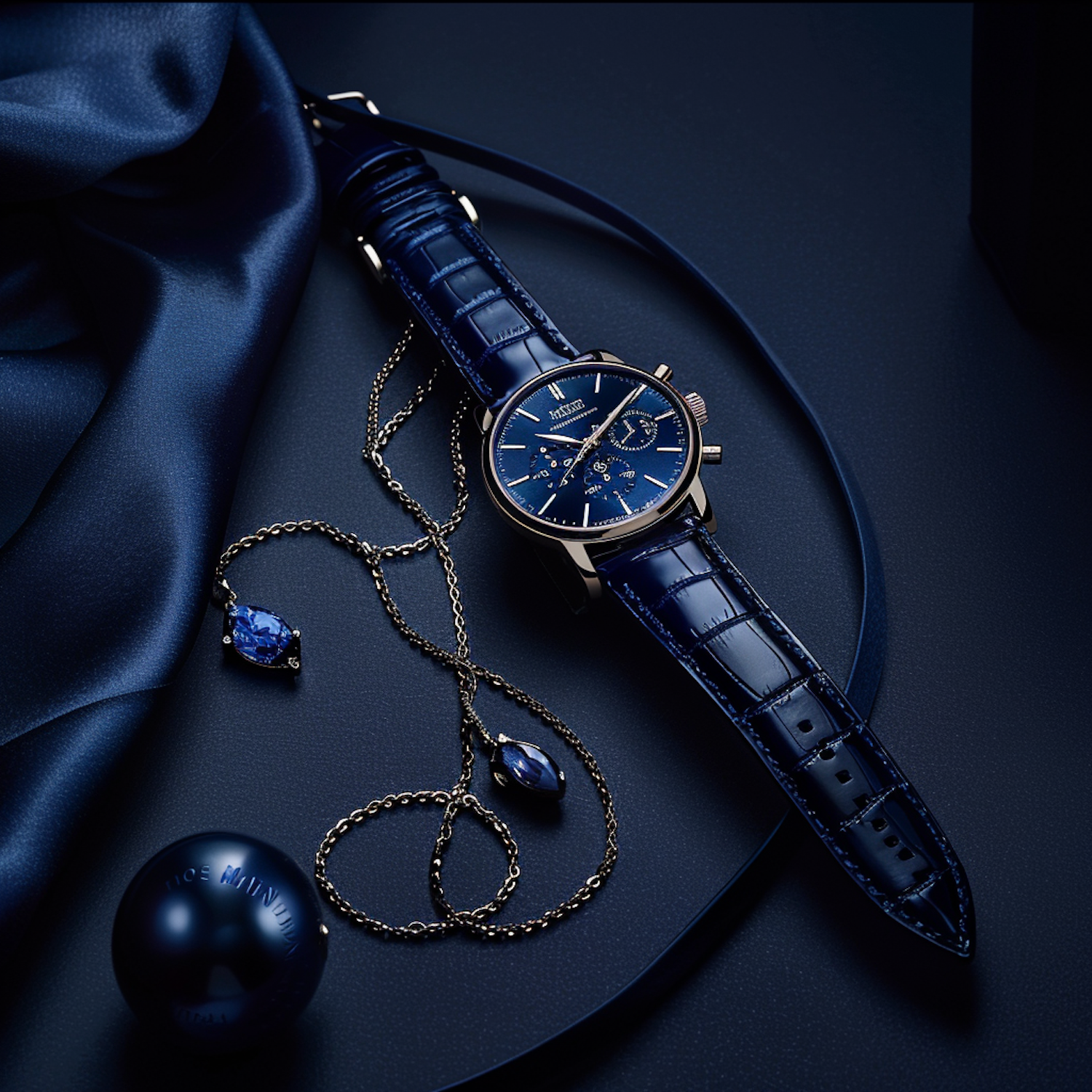 Elegant Blue and Gold Wristwatch Composition