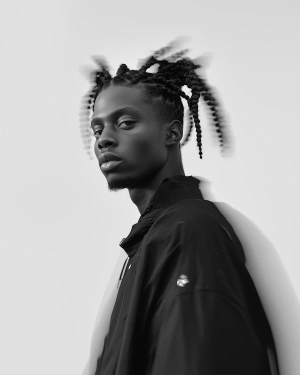 Dynamic Black-and-White Portrait