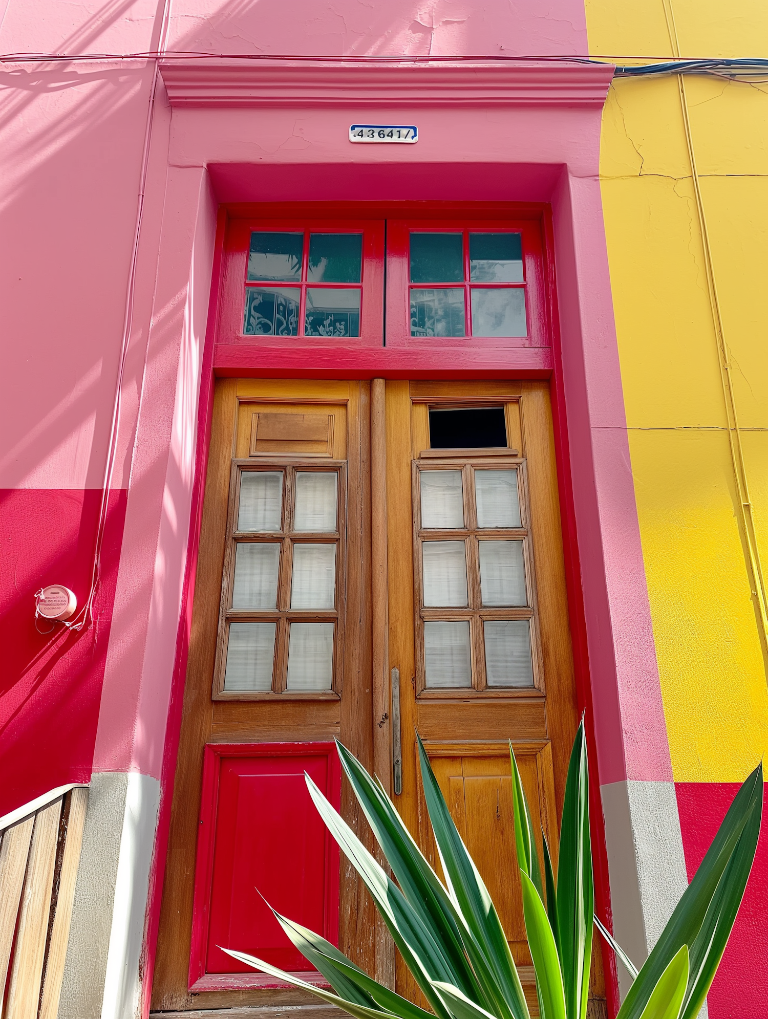 Colorful Building Facade with Decorative Door