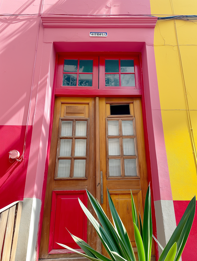 Colorful Building Facade with Decorative Door