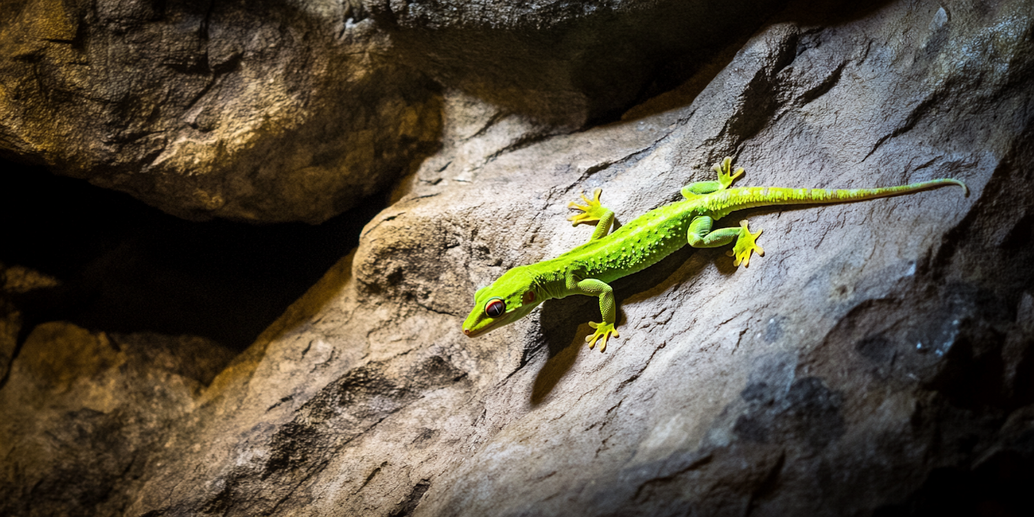 Vibrant Green Gecko on Rock