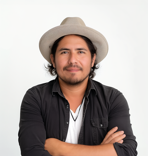 Portrait of a Confident Hispanic Man in Cowboy Hat