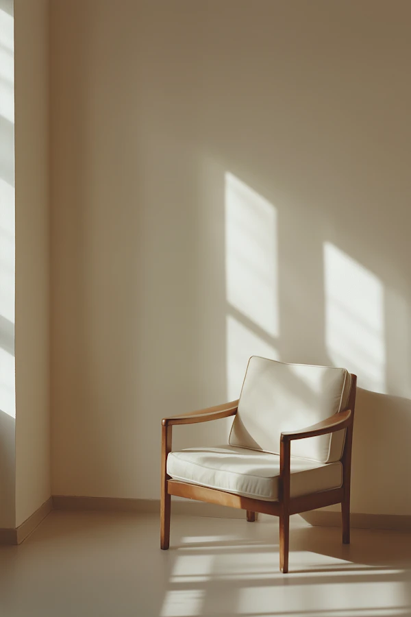 Elegant Wooden Armchair in Sunlit Room