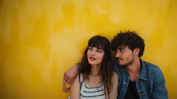 Serene Embrace Against Yellow