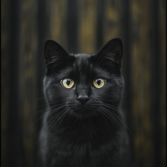 Striking Black Cat with Yellow Eyes