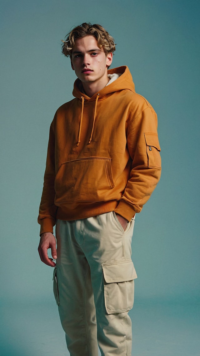 Young Man in Mustard Hoodie