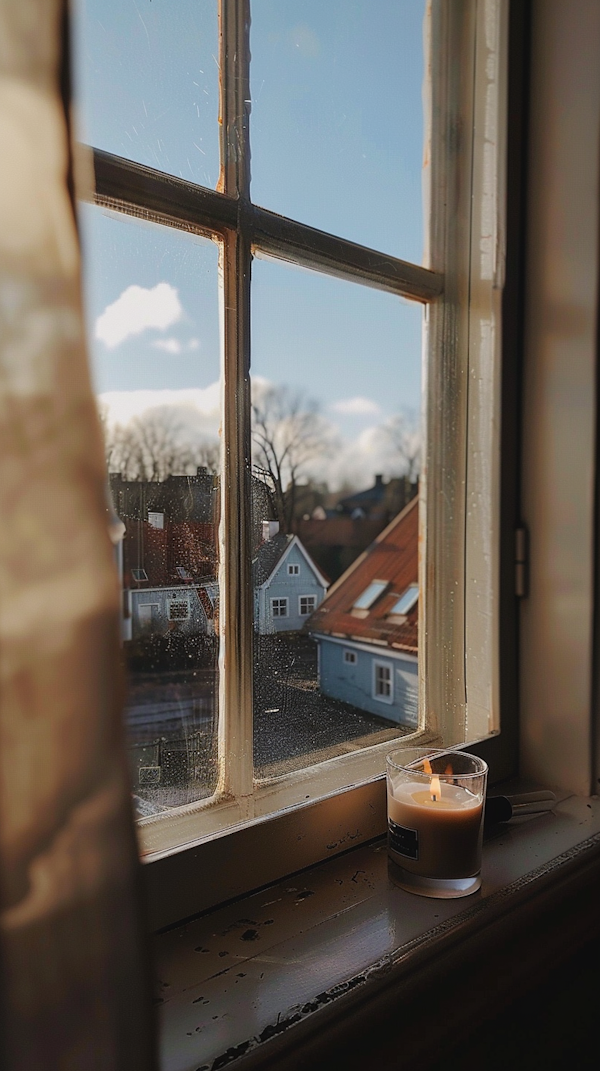 Serene Indoor View and Winter Neighborhood