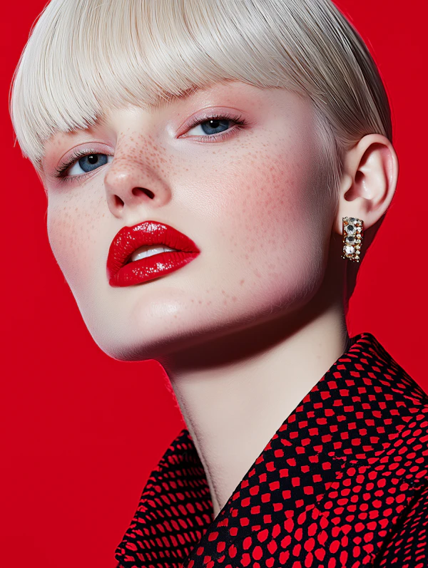 Striking Platinum Blonde Portrait