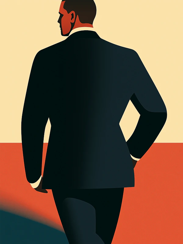 Stylized Man in Black Suit