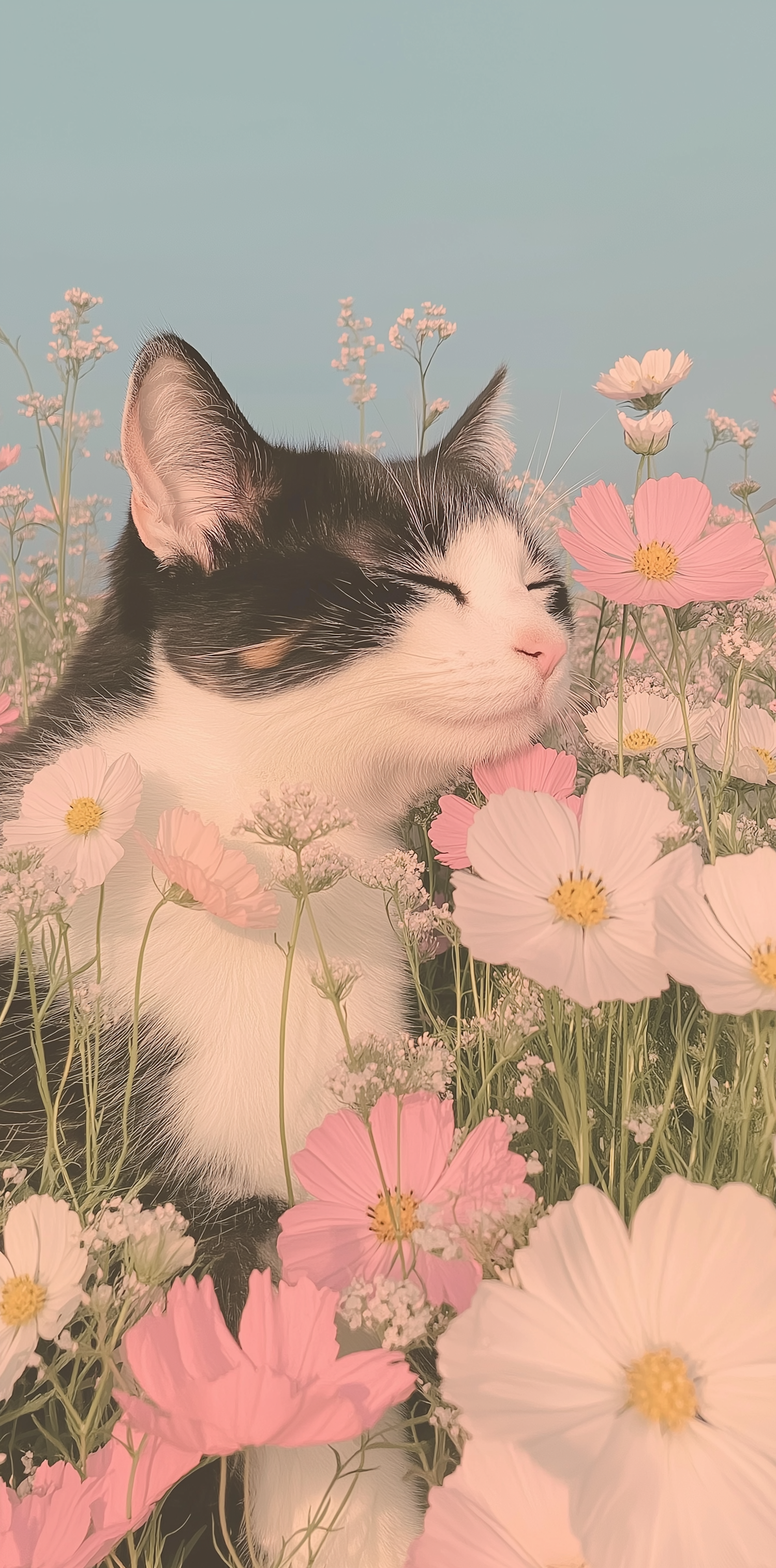 Serene Cat in Flower Field