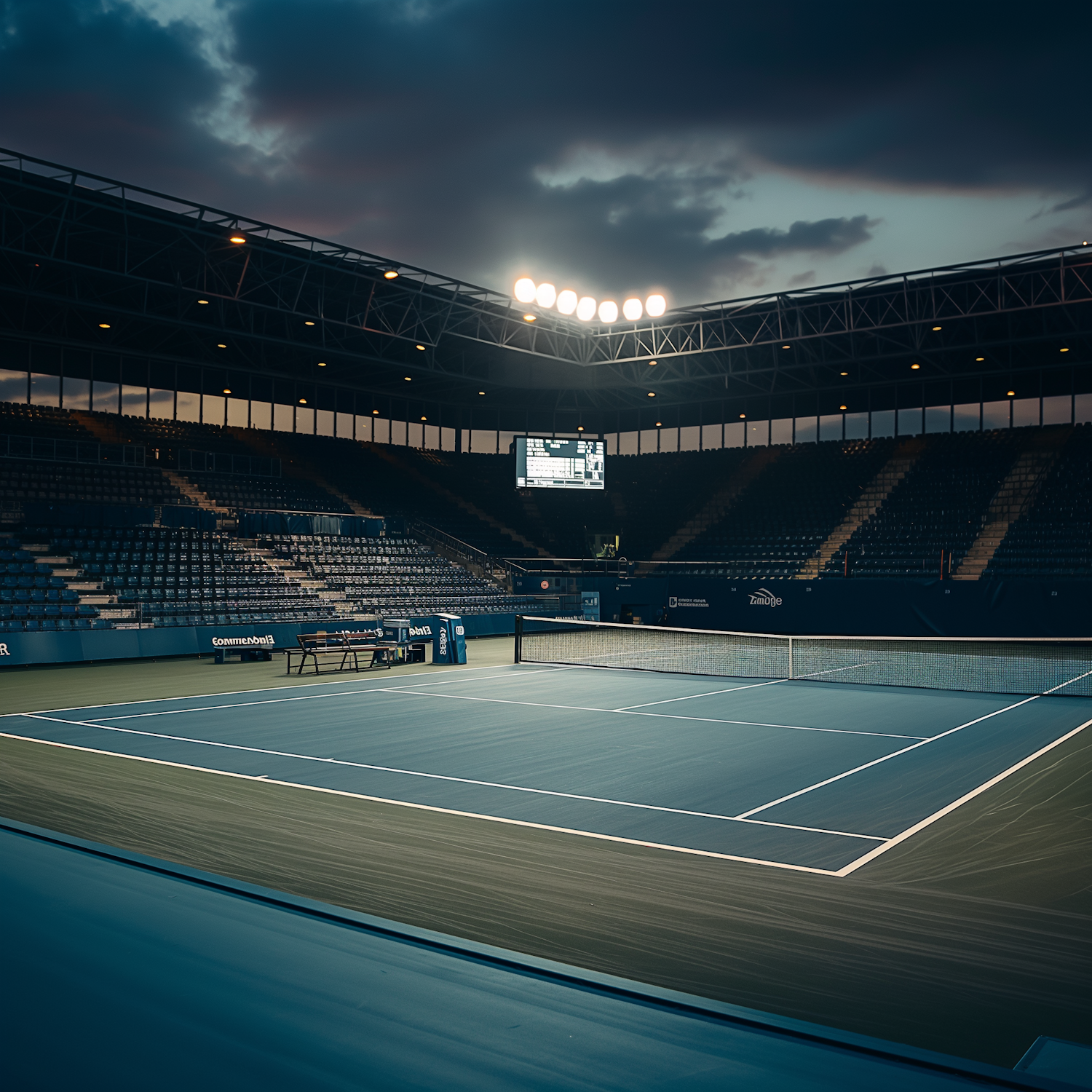 Twilight at the Empty Tennis Court