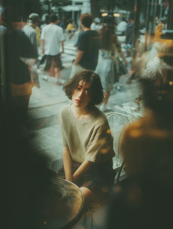 Cafe Reflection Scene