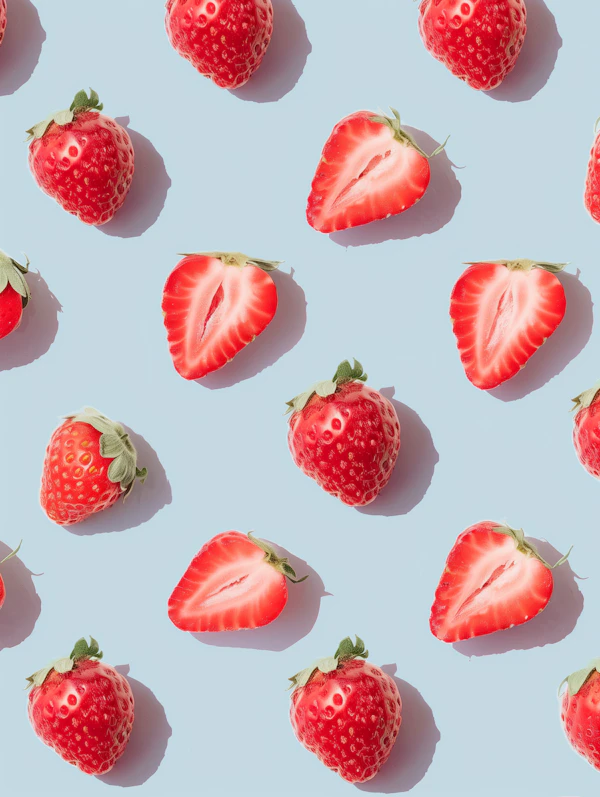 Strawberries on Blue