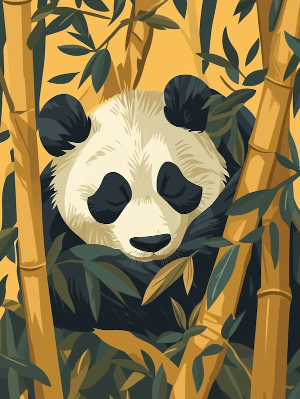 Tranquil Panda Amidst Bamboo