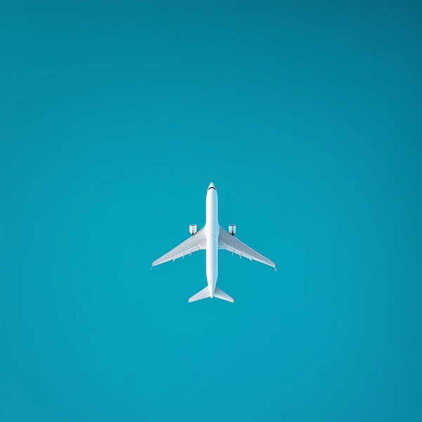 Airplane on Turquoise Background