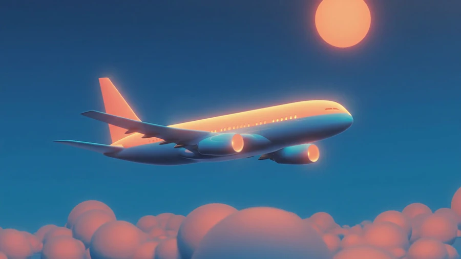Airplane Above Clouds