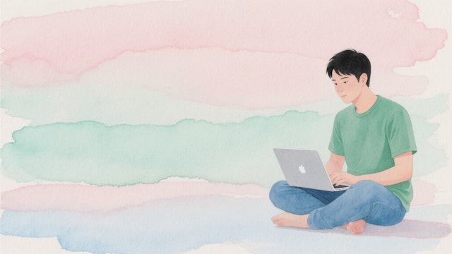 Man Using Laptop Art