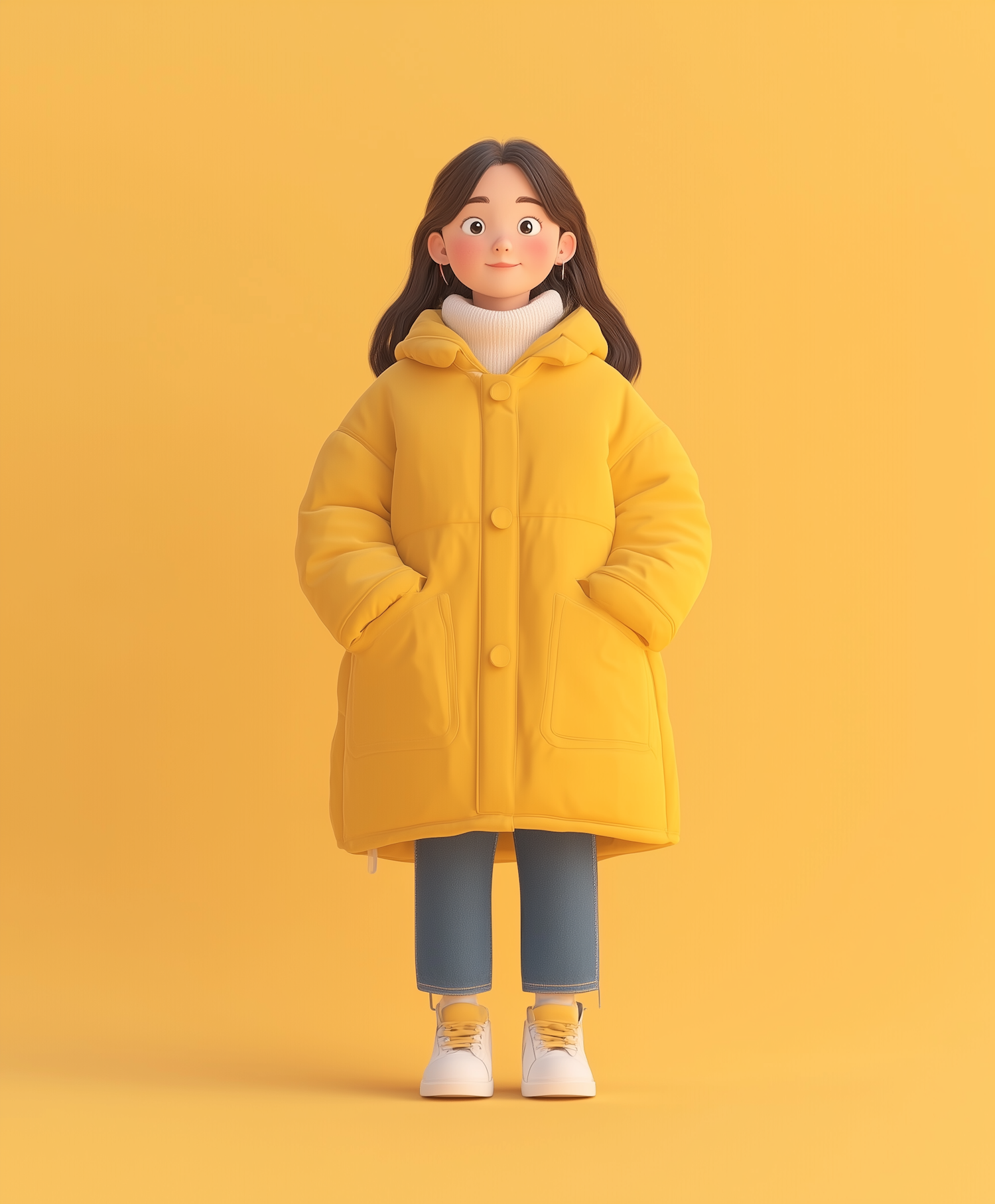 Stylish Female Character in Yellow