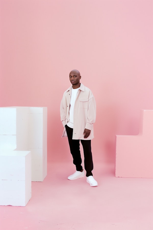 Man in Minimalist Pink Setting