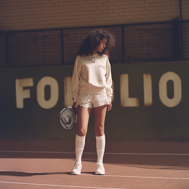 Contemplative Tennis Player on Court