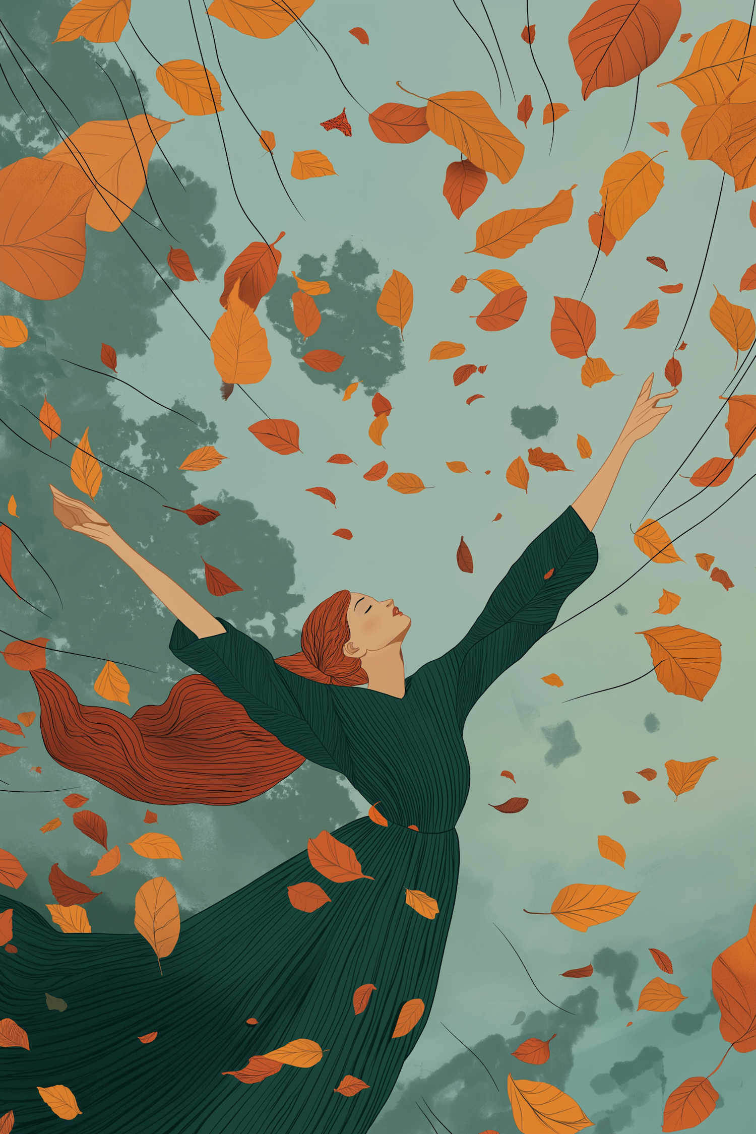 Woman in Serene Celebration of Autumn