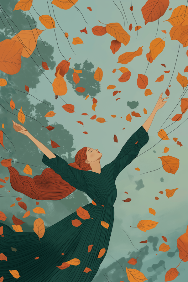 Woman in Serene Celebration of Autumn