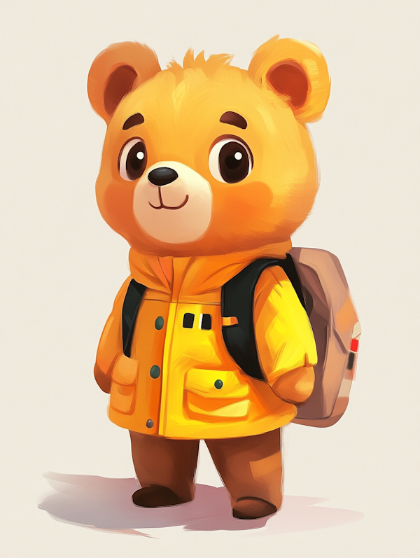 Cartoon Bear in Yellow Raincoat