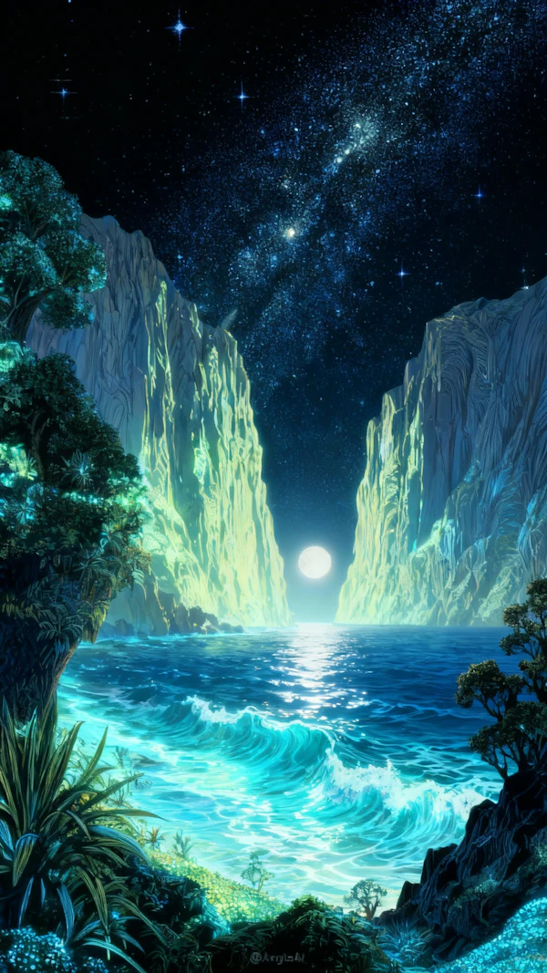 Moonlit Ocean Serenity