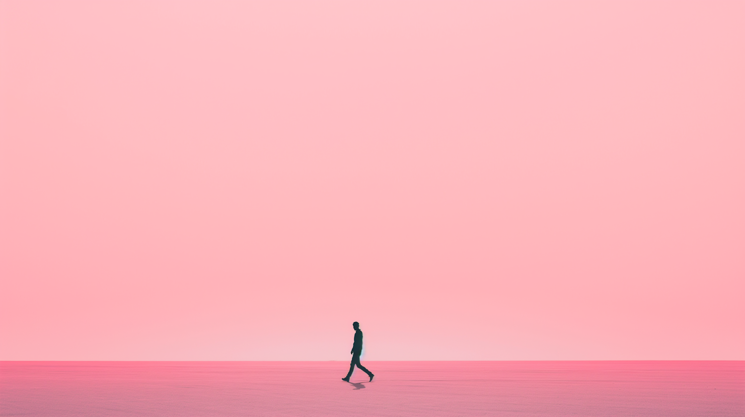 Solitary Figure Against Pastel Expanse