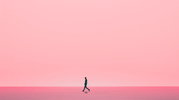 Solitary Figure Against Pastel Expanse