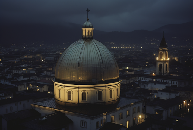 Twilight Serenity at the Illuminated Cathedral