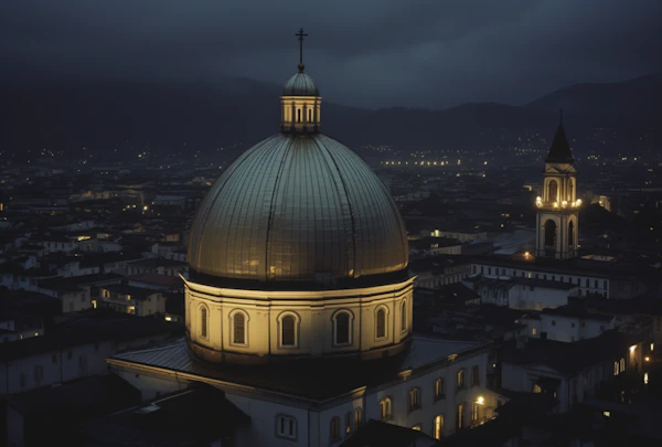 Twilight Serenity at the Illuminated Cathedral