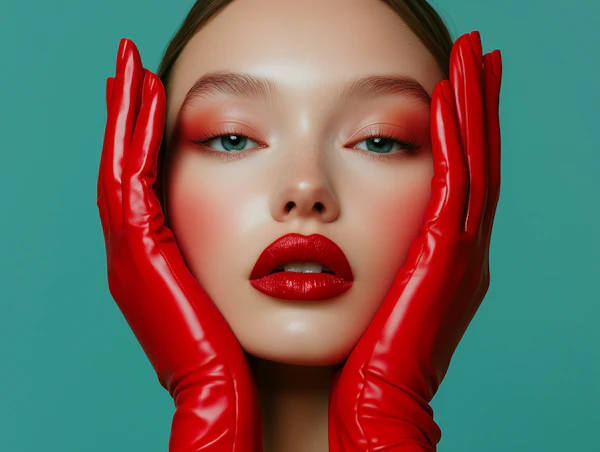 Elegant Red and Teal Portrait