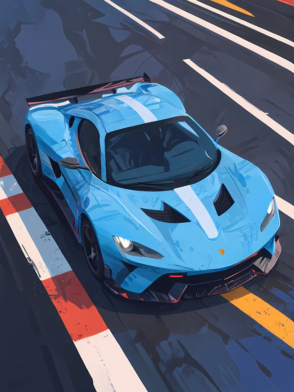 Sleek Sports Car on Track